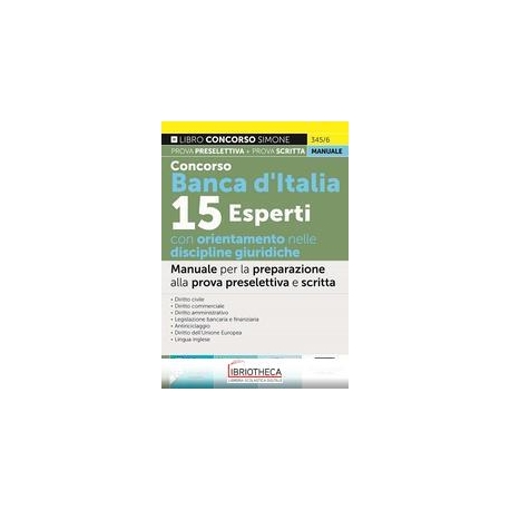 CONCORSO BANCA D'ITALIA 15 ESPERTI CON ORIENTAMENTO