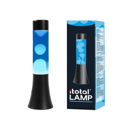 Lampada Base Nera, Liquido Blu e Cera Bi