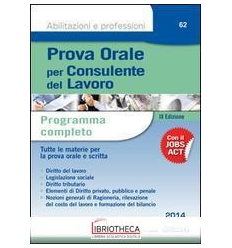 PROVA ORALE PER CONSULENTE DEL LAVORO