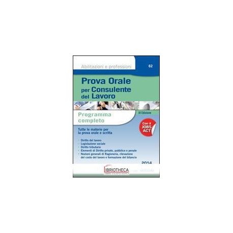 PROVA ORALE PER CONSULENTE DEL LAVORO