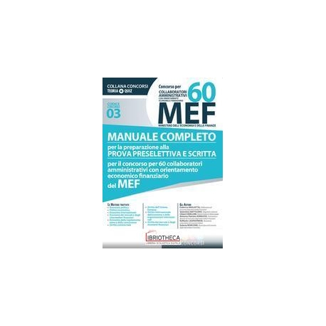 CONCORSO PER 60 MEF COLLABORATORI AMMINISTRATIVI CON