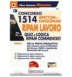 321 CONCORSO 1514 ISPETTORI RIPAM TOMO1