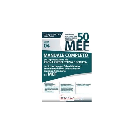 CONCORSO PER 50 MEF COLLABORATORI AMMINISTRATIVI CON