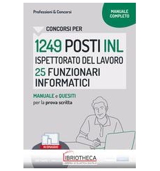 CONCORSO 1249 POSTI INL 25 FUNZIONARI